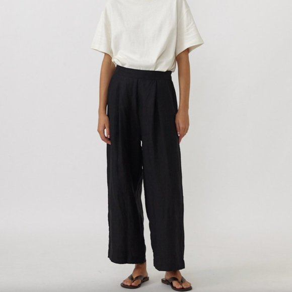 Deiji Studios Pants - Deiji Studios Rise Linen Pant | Black | S/M